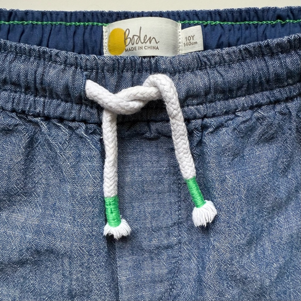 Boden Kids' Unisex Smart Chambray Pull-On Pants - Size 10 - Picture 3 of 10